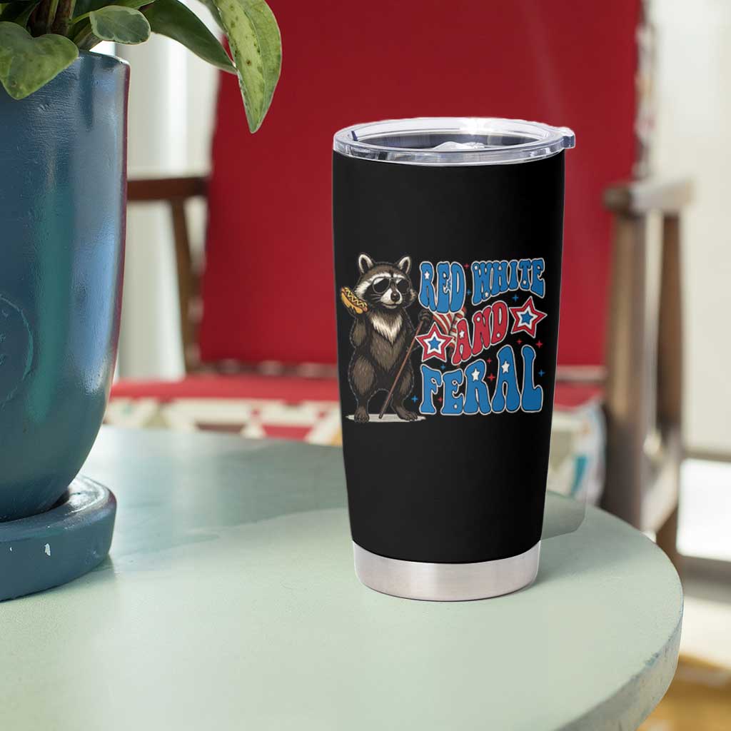Funny Red White And Feral Tumbler Cup Raccoon 4th of July Patriotic - Wonder Print Shop
