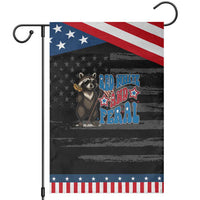 Funny Red White And Feral Garden Flag Raccoon 4th of July Patriotic