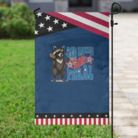Funny Red White And Feral Garden Flag Raccoon 4th of July Patriotic