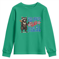 Funny Red White And Feral Youth Sweatshirt Raccoon 4th of July Patriotic - Wonder Print Shop