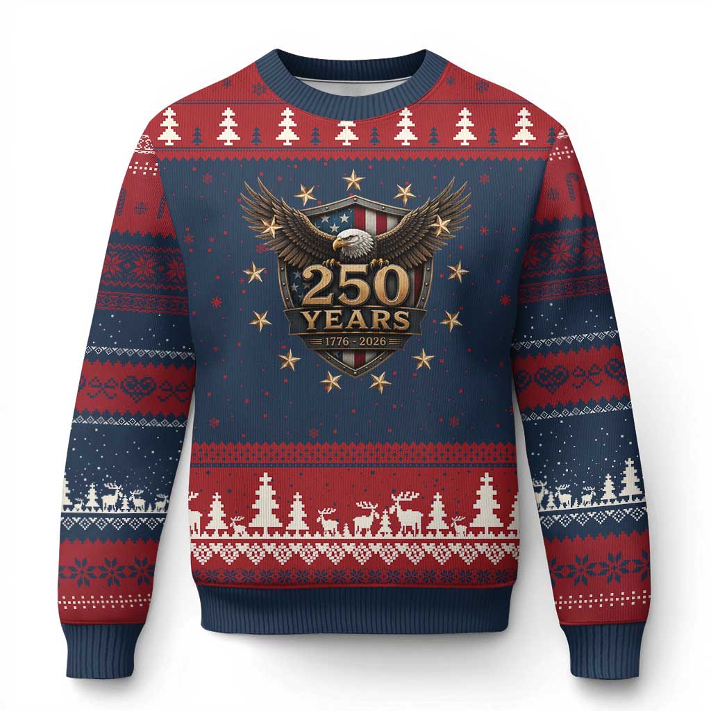 250th Anniversary USA Bald Eagle Ugly Christmas Sweater 250 Years 4th of July 1776 2026