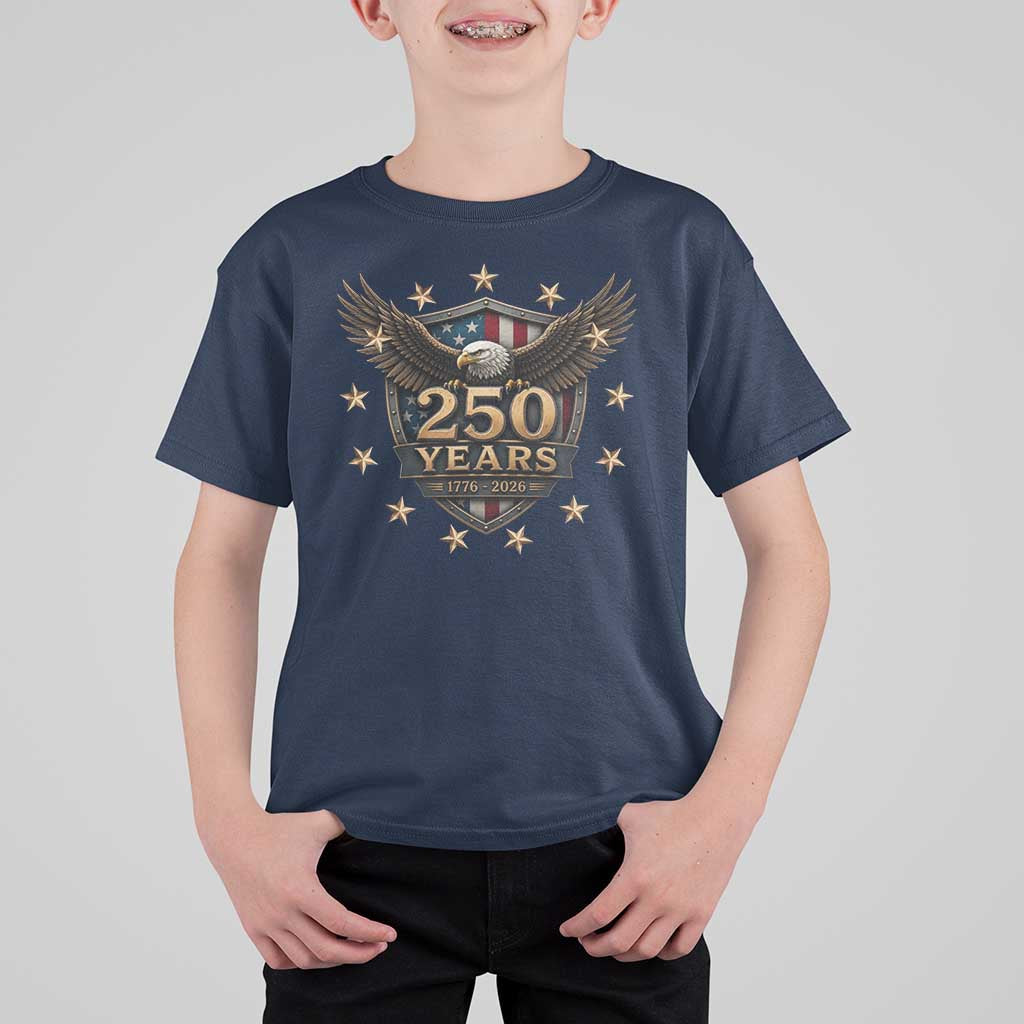 250th Anniversary USA Bald Eagle T Shirt For Kid 250 Years 4th of July 1776 2026