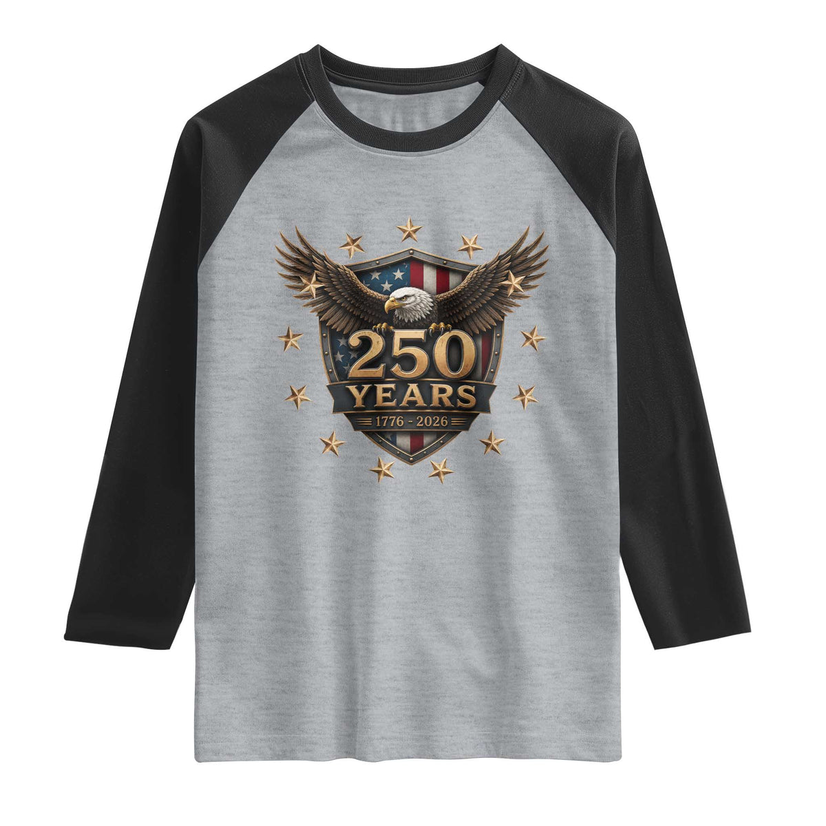 250th Anniversary USA Bald Eagle Raglan Shirt 250 Years 4th of July 1776 2026