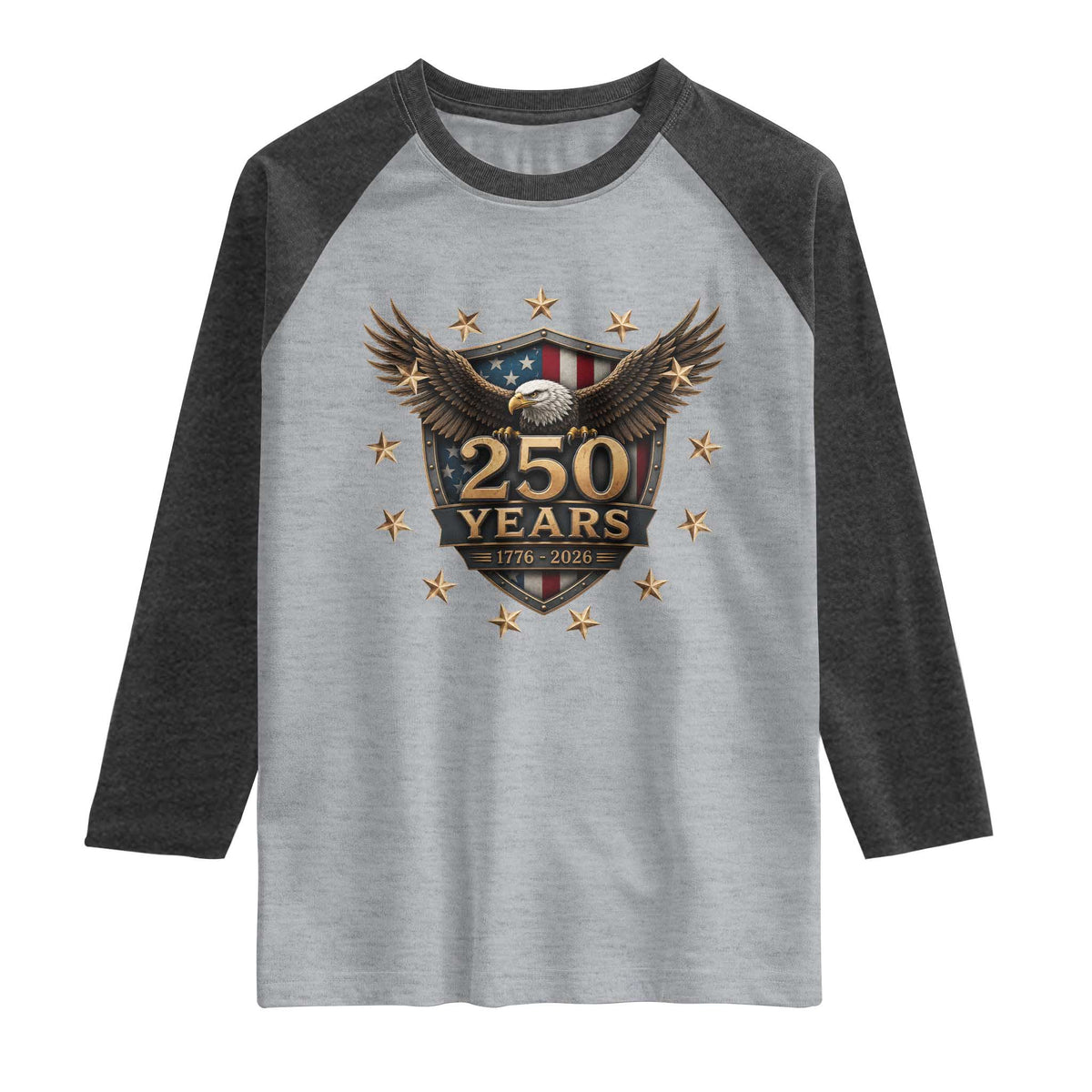 250th Anniversary USA Bald Eagle Raglan Shirt 250 Years 4th of July 1776 2026