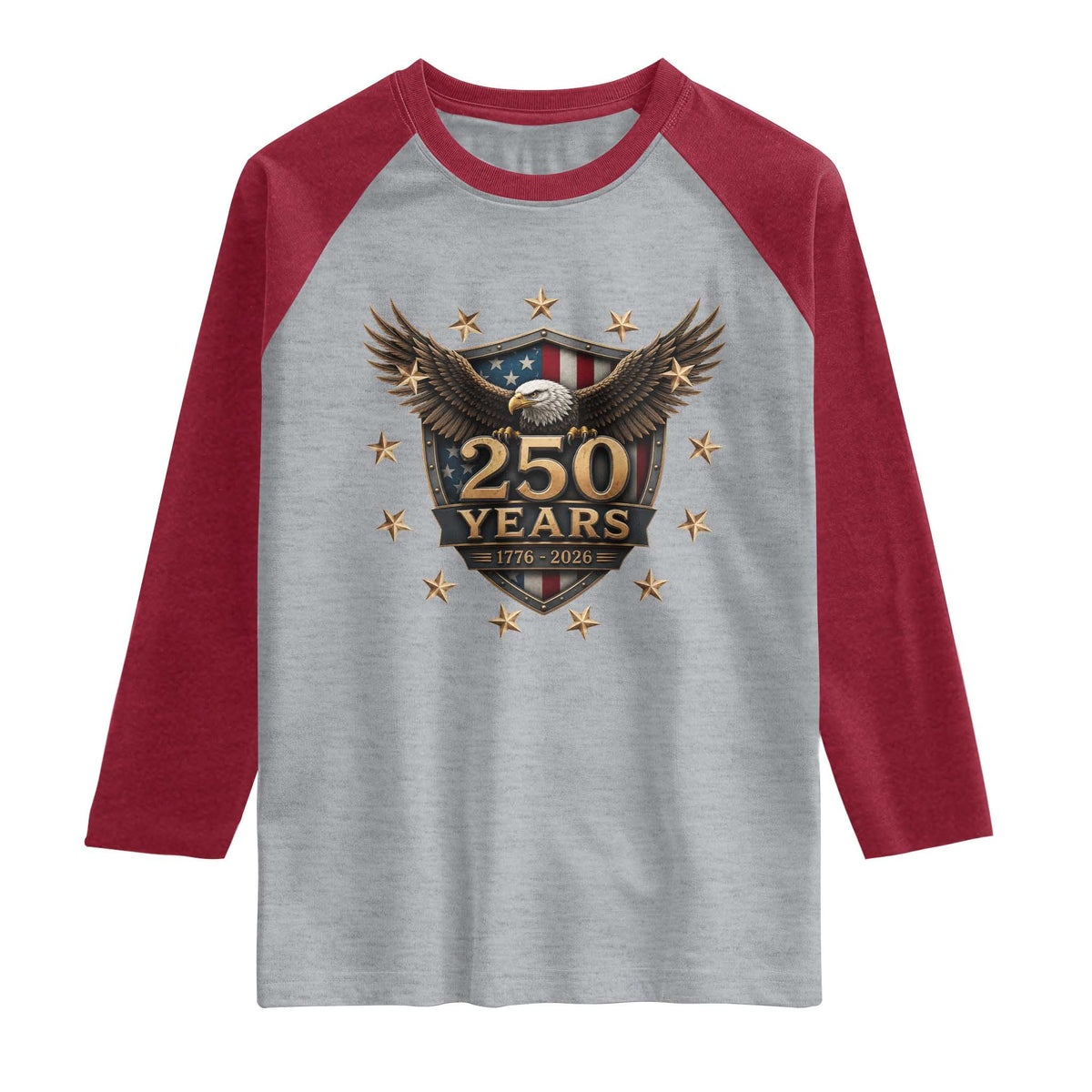 250th Anniversary USA Bald Eagle Raglan Shirt 250 Years 4th of July 1776 2026