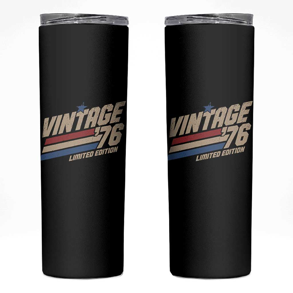 50th Birthday Skinny Tumbler Vintage 1976 50 Years Old Birthday USA Stripes
