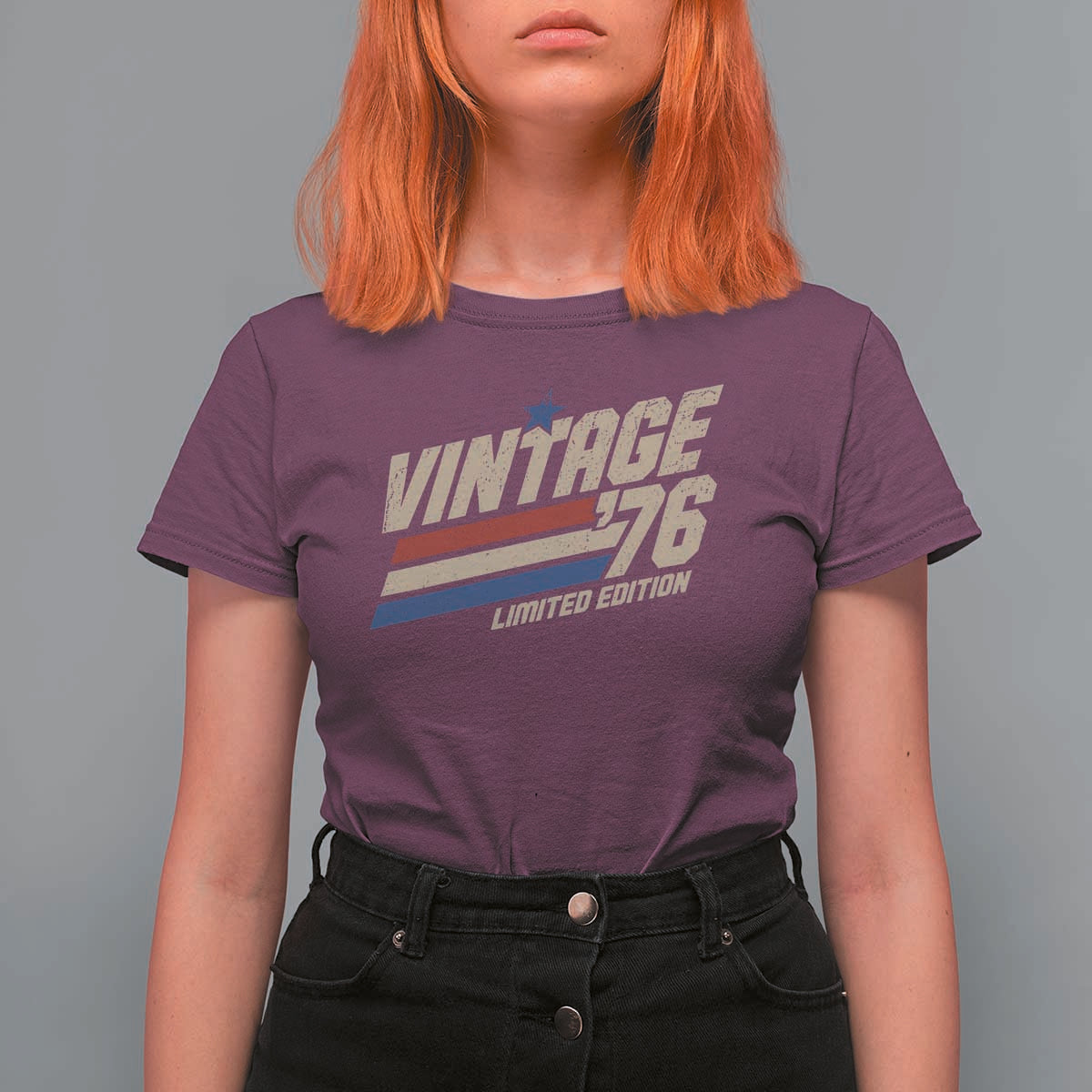50th Birthday T Shirt For Women Vintage 1976 50 Years Old Birthday USA Stripes