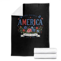 Floral 250th Birthday of America 250 Years USA Patriotic Throw Blanket
