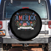 Floral 250th Birthday of America 250 Years USA Patriotic Spare Tire Cover
