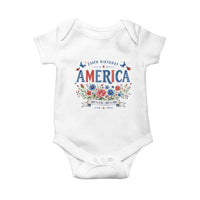 Floral 250th Birthday of America 250 Years USA Patriotic Baby Onesie