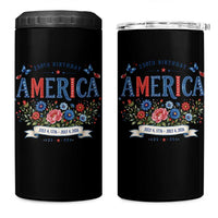 Floral 250th Birthday of America 250 Years USA Patriotic 4 in 1 Can Cooler Tumbler
