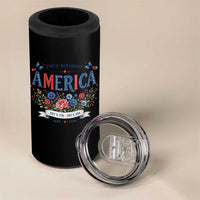 Floral 250th Birthday of America 250 Years USA Patriotic 4 in 1 Can Cooler Tumbler