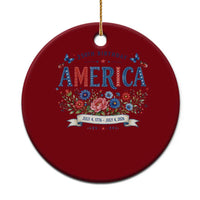 Floral 250th Birthday of America 250 Years USA Patriotic Ceramic Ornament