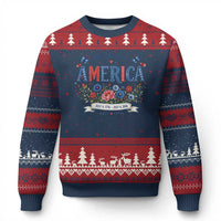 Floral 250th Birthday of America 250 Years USA Patriotic Ugly Christmas Sweater
