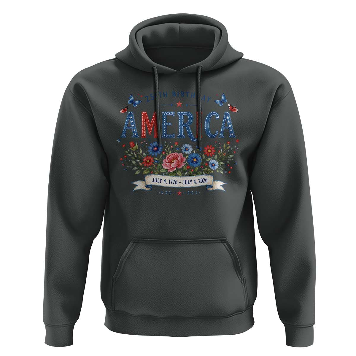Floral 250th Birthday of America 250 Years USA Patriotic Hoodie