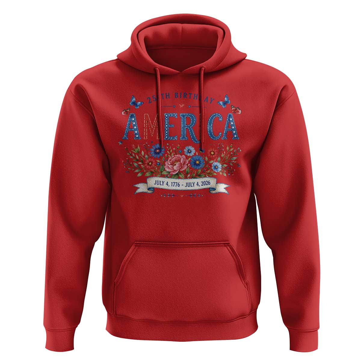 Floral 250th Birthday of America 250 Years USA Patriotic Hoodie