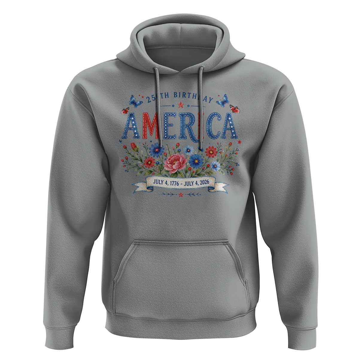 Floral 250th Birthday of America 250 Years USA Patriotic Hoodie