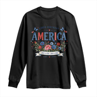 Floral 250th Birthday of America 250 Years USA Patriotic Long Sleeve Shirt