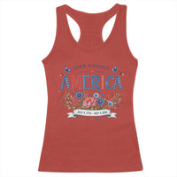 Floral 250th Birthday of America 250 Years USA Patriotic Racerback Tank Top