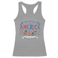 Floral 250th Birthday of America 250 Years USA Patriotic Racerback Tank Top