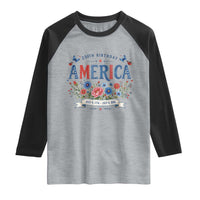 Floral 250th Birthday of America 250 Years USA Patriotic Raglan Shirt