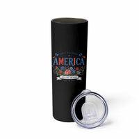 Floral 250th Birthday of America 250 Years USA Patriotic Skinny Tumbler