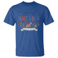 Floral 250th Birthday of America 250 Years USA Patriotic T Shirt