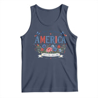 Floral 250th Birthday of America 250 Years USA Patriotic Tank Top