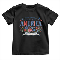 Floral 250th Birthday of America 250 Years USA Patriotic Toddler T Shirt