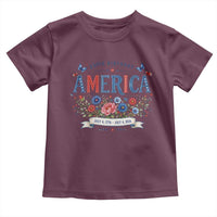 Floral 250th Birthday of America 250 Years USA Patriotic Toddler T Shirt