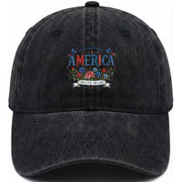 Floral 250th Birthday of America 250 Years USA Patriotic Washed Cotton Baseball Cap