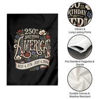 Floral America 250th Birthday Garden Flag 4th of July America 250 Years Retro