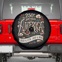 Floral America 250th Birthday Spare Tire Cover 4th of July America 250 Years Retro