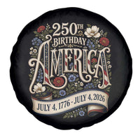 Floral America 250th Birthday Spare Tire Cover 4th of July America 250 Years Retro