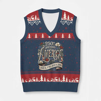 Floral America 250th Birthday V-Neck Knit Sweater Vest 4th of July America 250 Years Retro