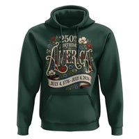 Floral America 250th Birthday Hoodie 4th of July America 250 Years Retro