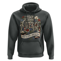 Floral America 250th Birthday Hoodie 4th of July America 250 Years Retro