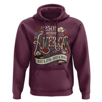 Floral America 250th Birthday Hoodie 4th of July America 250 Years Retro