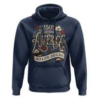 Floral America 250th Birthday Hoodie 4th of July America 250 Years Retro