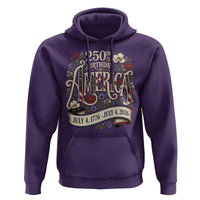 Floral America 250th Birthday Hoodie 4th of July America 250 Years Retro