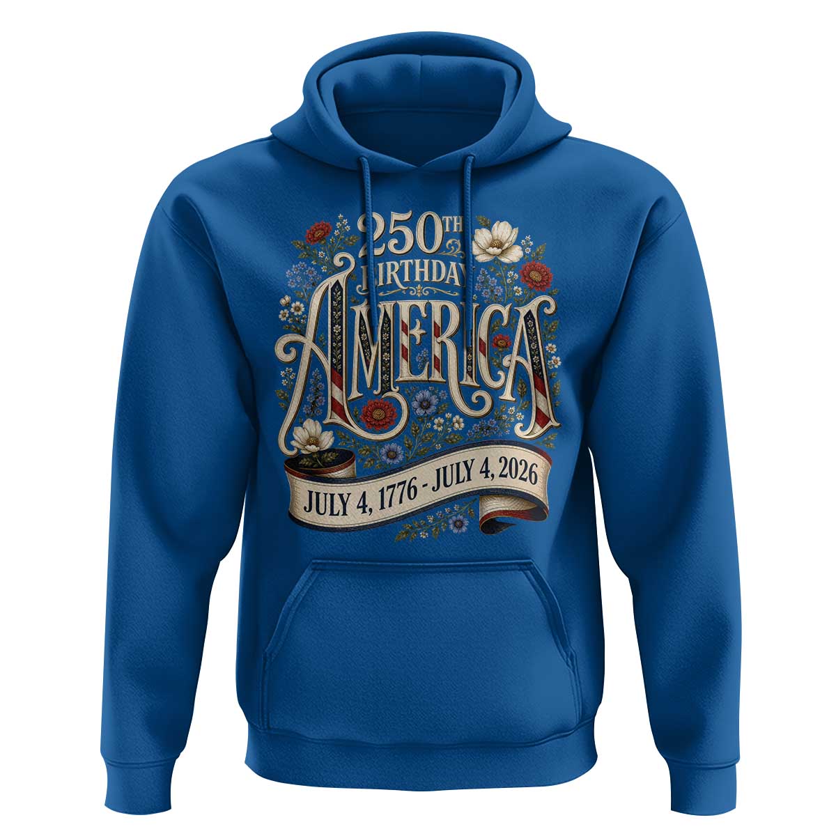 Floral America 250th Birthday Hoodie 4th of July America 250 Years Retro