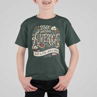 Floral America 250th Birthday T Shirt For Kid 4th of July America 250 Years Retro