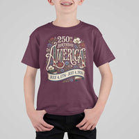 Floral America 250th Birthday T Shirt For Kid 4th of July America 250 Years Retro