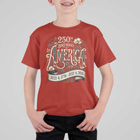Floral America 250th Birthday T Shirt For Kid 4th of July America 250 Years Retro