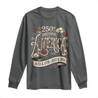 Floral America 250th Birthday Long Sleeve Shirt 4th of July America 250 Years Retro
