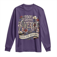 Floral America 250th Birthday Long Sleeve Shirt 4th of July America 250 Years Retro