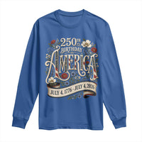 Floral America 250th Birthday Long Sleeve Shirt 4th of July America 250 Years Retro