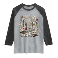Floral America 250th Birthday Raglan Shirt 4th of July America 250 Years Retro