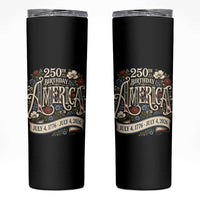 Floral America 250th Birthday Skinny Tumbler 4th of July America 250 Years Retro