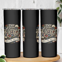 Floral America 250th Birthday Skinny Tumbler 4th of July America 250 Years Retro